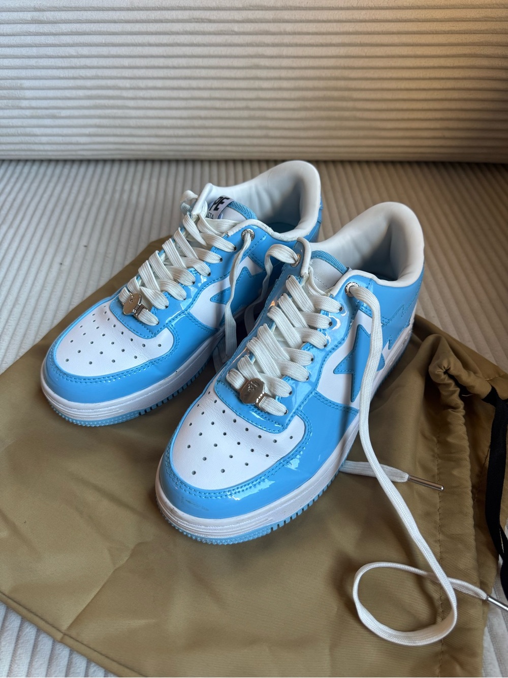 Bape Sta Patent Leather Blue/White Sneakers